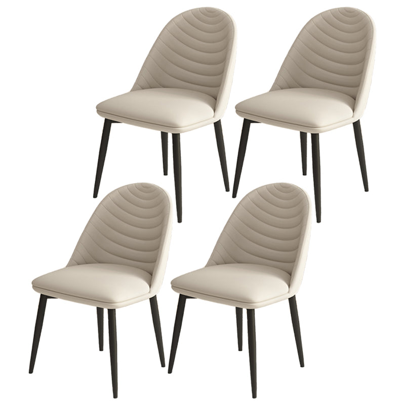 Sillas de comedor de metal contemporáneas tapizadas sin brazos, sillas de cuero para uso doméstico