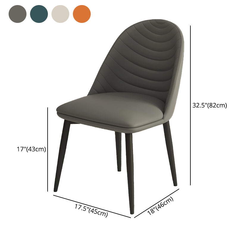Sillas de comedor de metal contemporáneas tapizadas sin brazos, sillas de cuero para uso doméstico