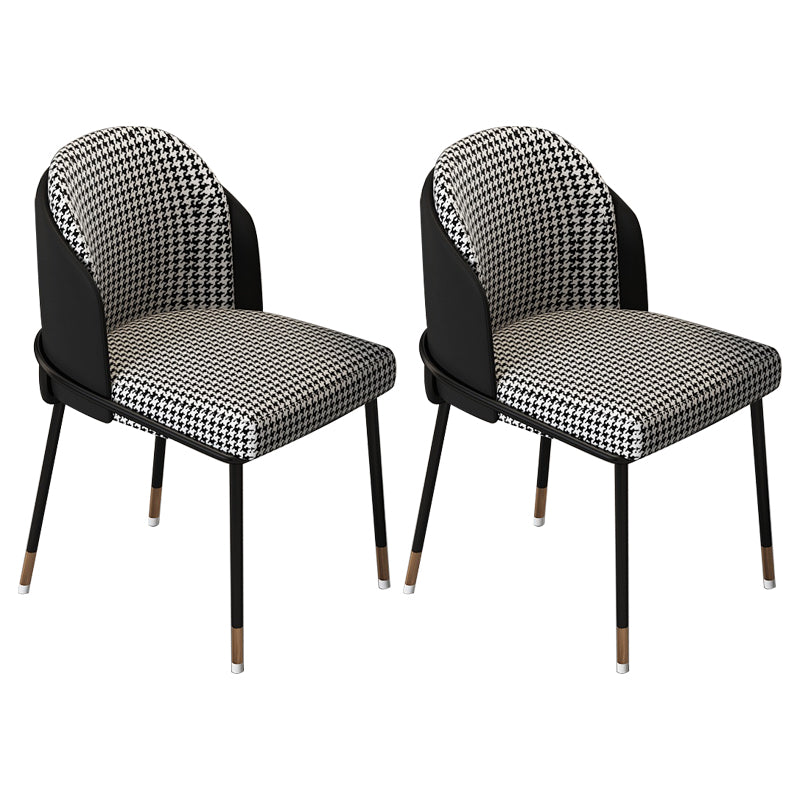 Sillas sin brazos de comedor de metal Glam, sillas tapizadas de comedor para restaurante