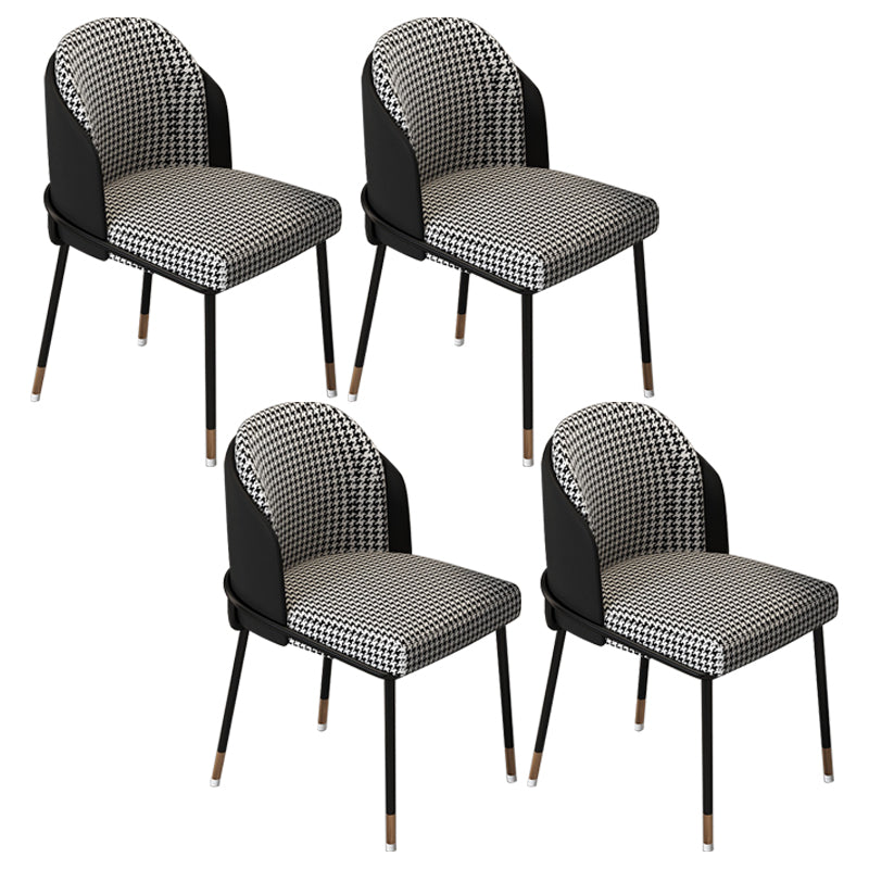 Sillas sin brazos de comedor de metal Glam, sillas tapizadas de comedor para restaurante