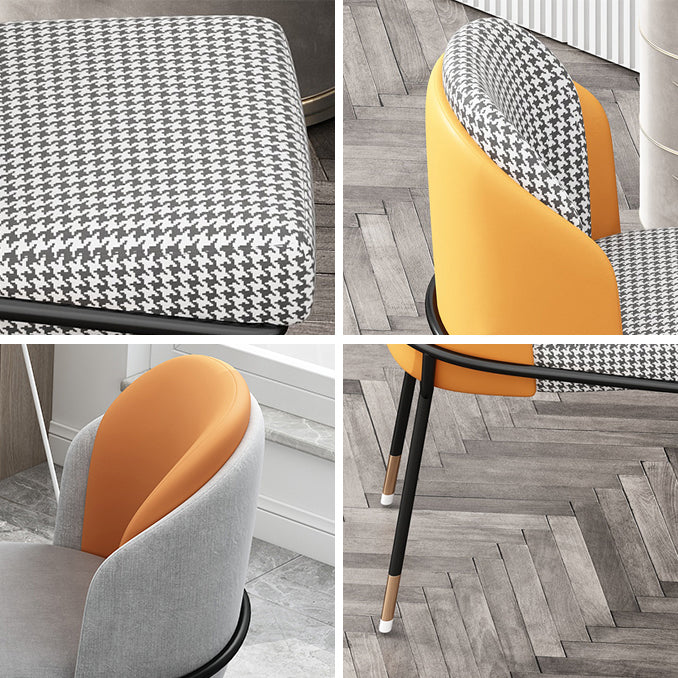 Sillas sin brazos de comedor de metal Glam, sillas tapizadas de comedor para restaurante