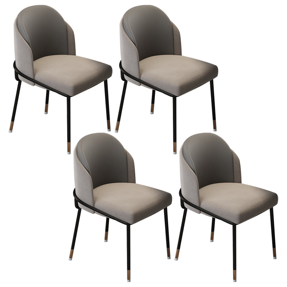 Sillas sin brazos de comedor de metal Glam, sillas tapizadas de comedor para restaurante