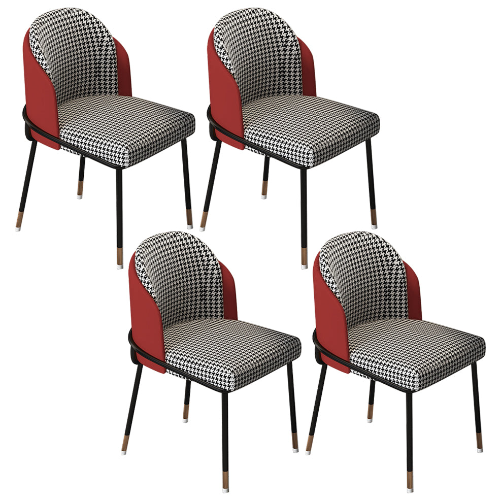 Sillas sin brazos de comedor de metal Glam, sillas tapizadas de comedor para restaurante