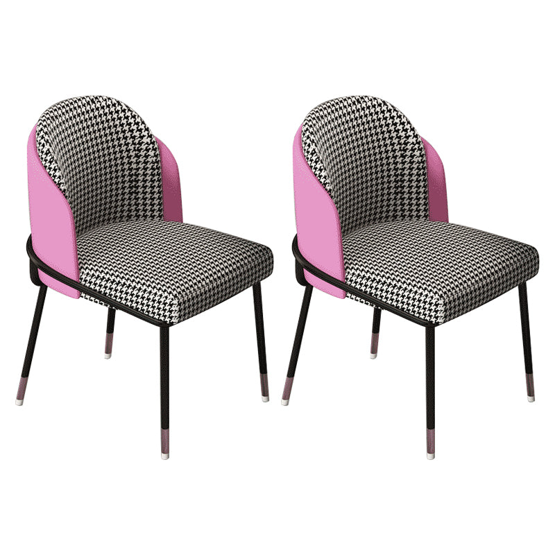 Sillas sin brazos de comedor de metal Glam, sillas tapizadas de comedor para restaurante