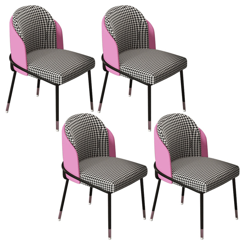 Sillas sin brazos de comedor de metal Glam, sillas tapizadas de comedor para restaurante