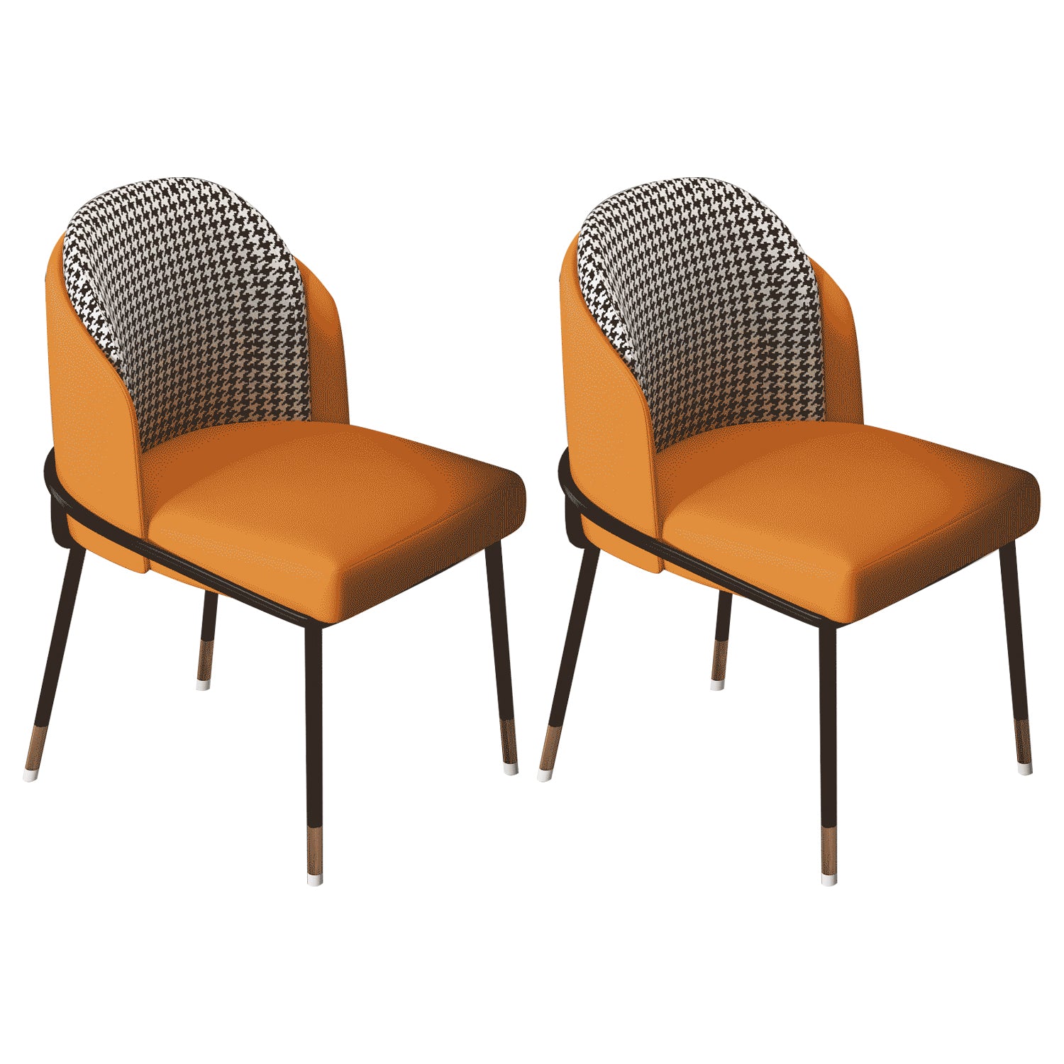 Sillas sin brazos de comedor de metal Glam, sillas tapizadas de comedor para restaurante