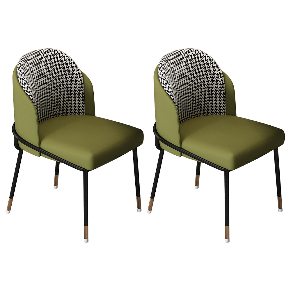 Sillas sin brazos de comedor de metal Glam, sillas tapizadas de comedor para restaurante