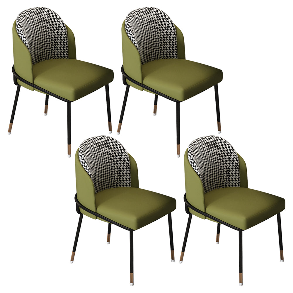 Sillas sin brazos de comedor de metal Glam, sillas tapizadas de comedor para restaurante