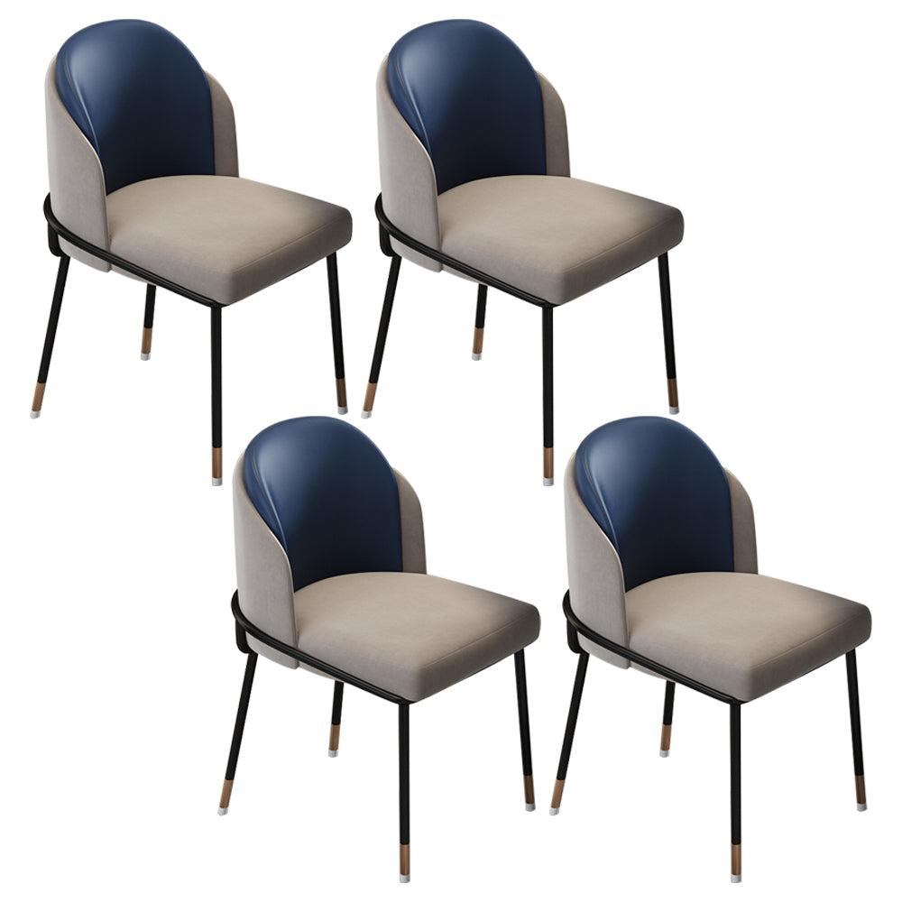 Sillas sin brazos de comedor de metal Glam, sillas tapizadas de comedor para restaurante