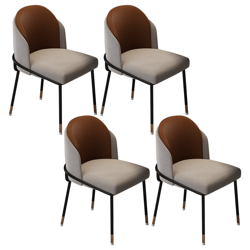 Sillas sin brazos de comedor de metal Glam, sillas tapizadas de comedor para restaurante