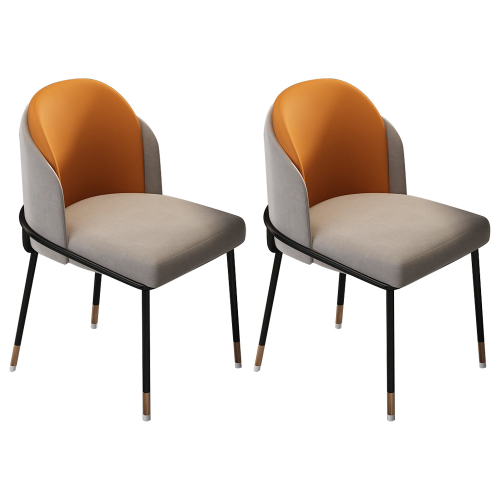Sillas sin brazos de comedor de metal Glam, sillas tapizadas de comedor para restaurante