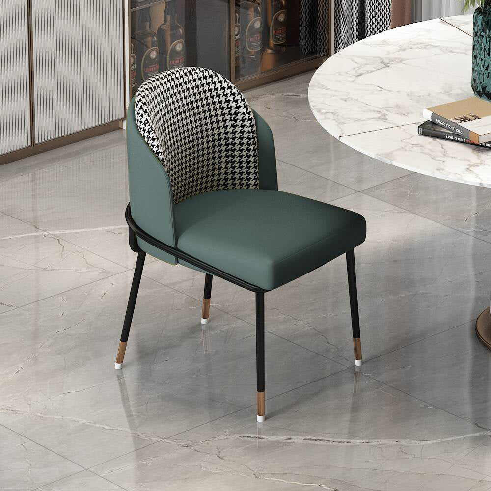 Sillas sin brazos de comedor de metal Glam, sillas tapizadas de comedor para restaurante