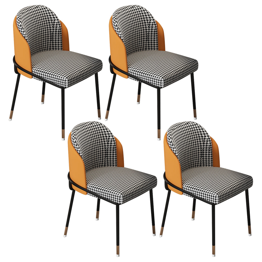 Sillas sin brazos de comedor de metal Glam, sillas tapizadas de comedor para restaurante