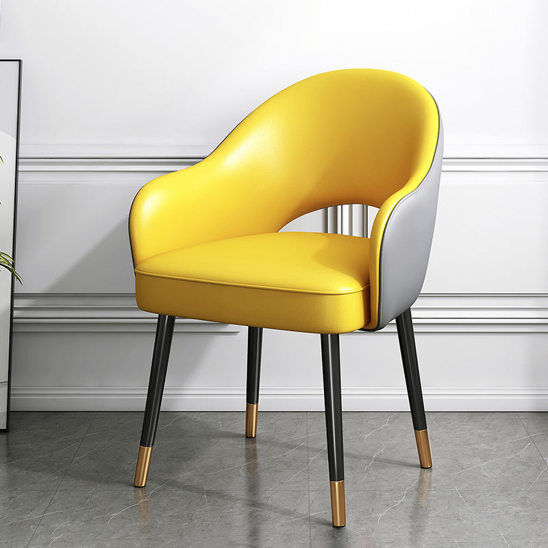 Chaise de salle à manger en métal Glam, chaise latérale de salle à manger simple à dossier ouvert pour Restaurant