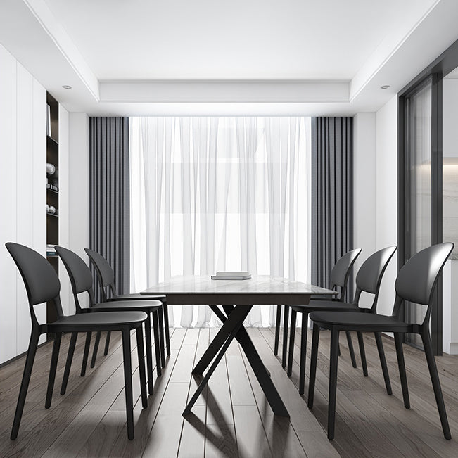 Chaises de salle à manger en plastique de style contemporain, chaise empilable à dossier ouvert pour la cuisine