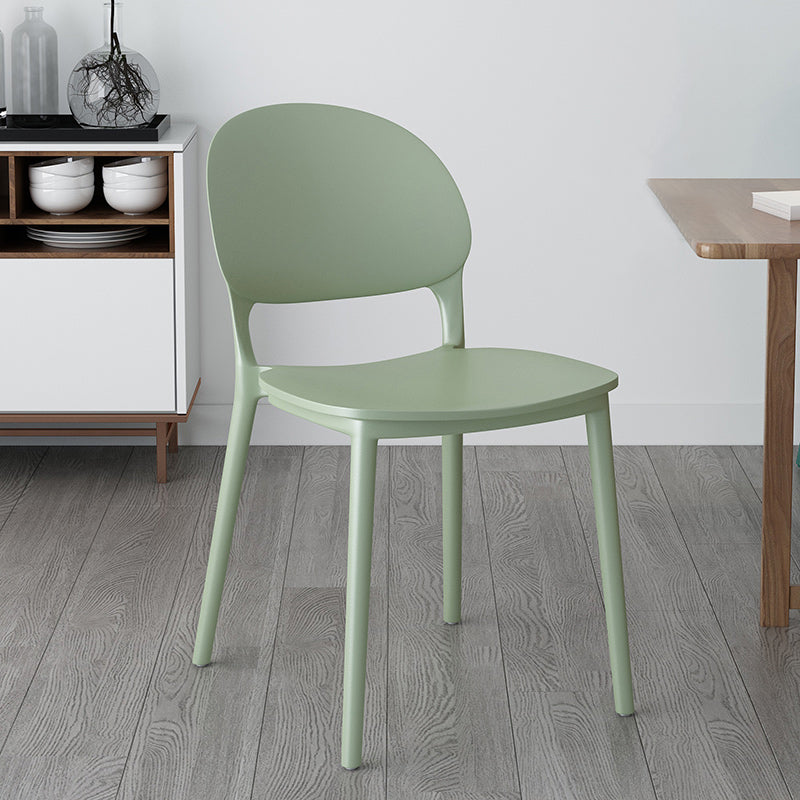 Chaises de salle à manger en plastique de style contemporain, chaise empilable à dossier ouvert pour la cuisine