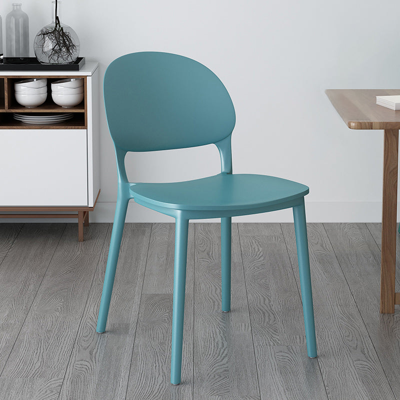 Chaises de salle à manger en plastique de style contemporain, chaise empilable à dossier ouvert pour la cuisine