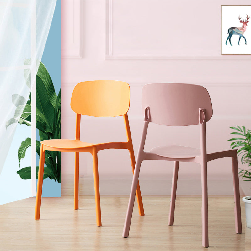Chaises de salle à manger scandinaves sans accoudoirs Chaise d'appoint à dossier ouvert en plastique (Ensemble de 4)
