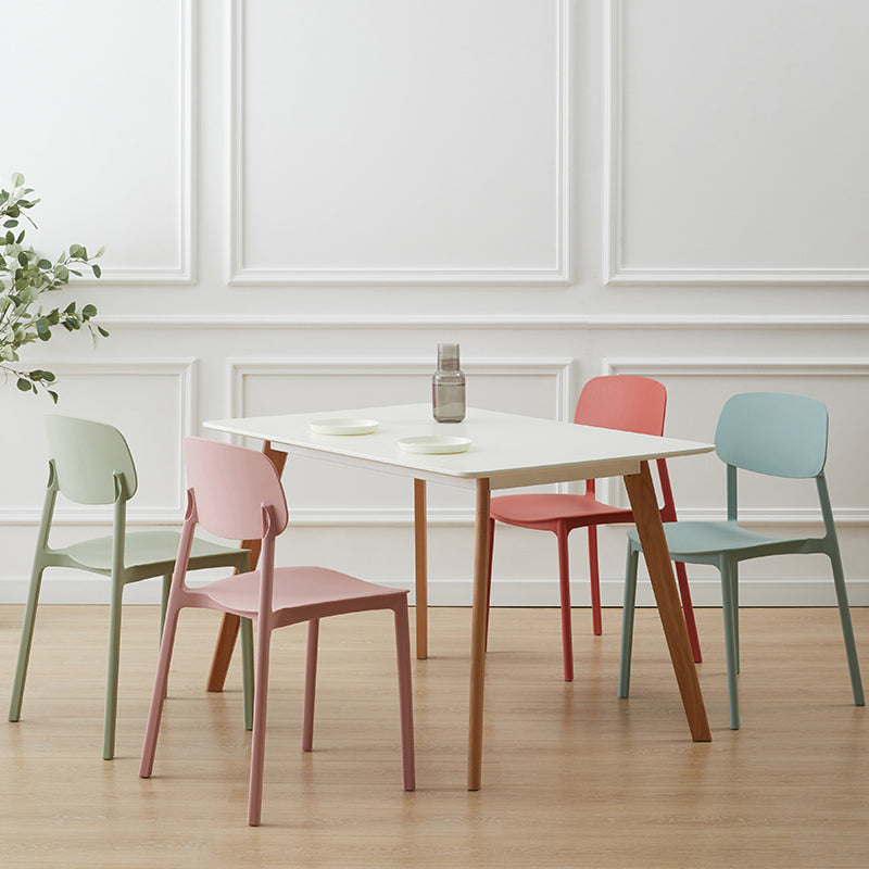 Chaises de salle à manger scandinaves sans accoudoirs Chaise d'appoint à dossier ouvert en plastique (Ensemble de 4)