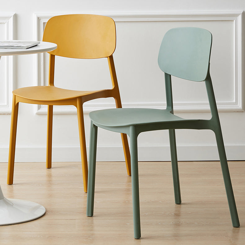 Chaises de salle à manger scandinaves sans accoudoirs Chaise d'appoint à dossier ouvert en plastique (Ensemble de 4)