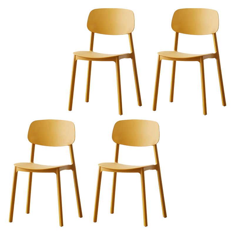 Chaises de salle à manger scandinaves sans accoudoirs Chaise d'appoint à dossier ouvert en plastique (Ensemble de 4)
