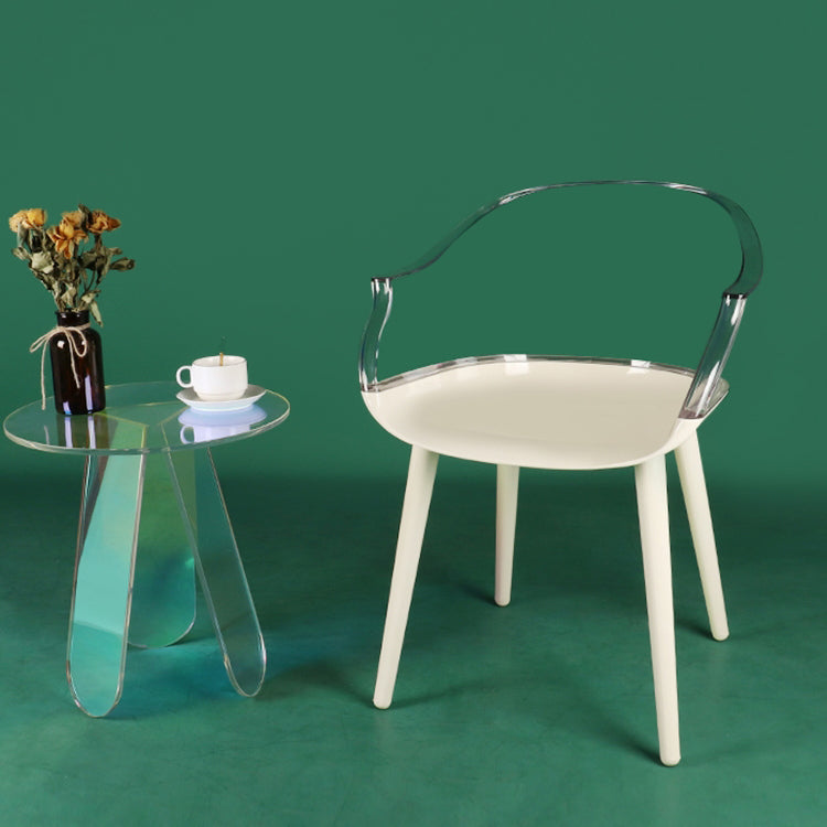 Scandinavian Style Plastic Chair Kitchen Solid Back Single Dining Arm Chair