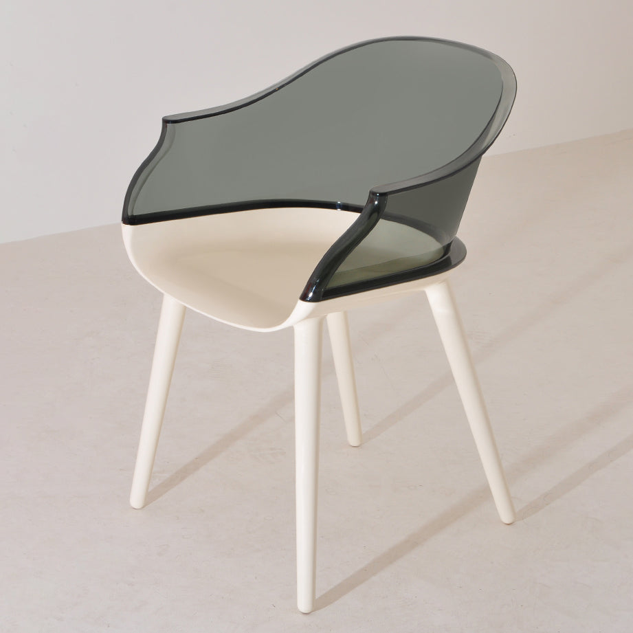 Scandinavian Style Plastic Chair Kitchen Solid Back Single Dining Arm Chair