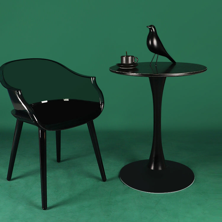 Scandinavian Style Plastic Chair Kitchen Solid Back Single Dining Arm Chair