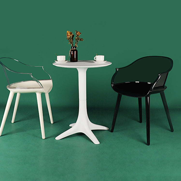 Scandinavian Style Plastic Chair Kitchen Solid Back Single Dining Arm Chair