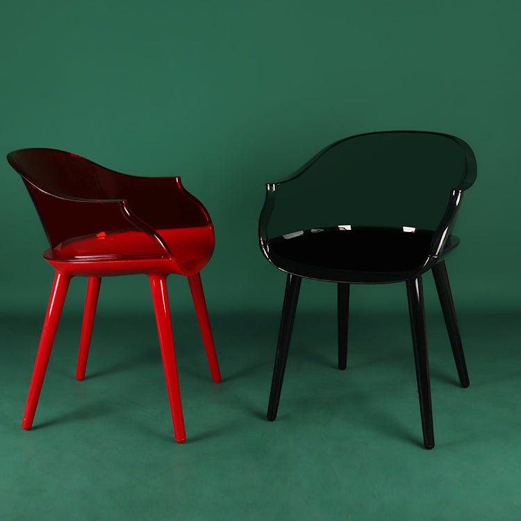 Scandinavian Style Plastic Chair Kitchen Solid Back Single Dining Arm Chair
