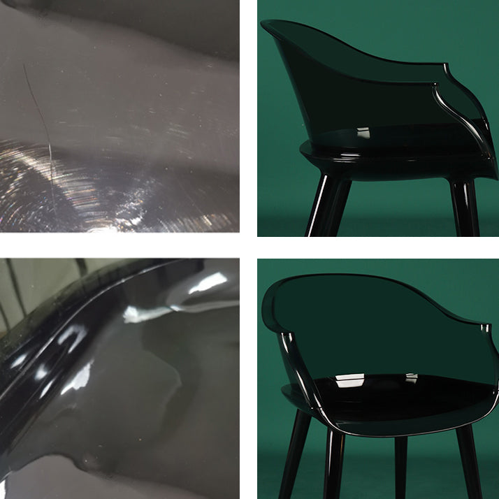 Scandinavian Style Plastic Chair Kitchen Solid Back Single Dining Arm Chair