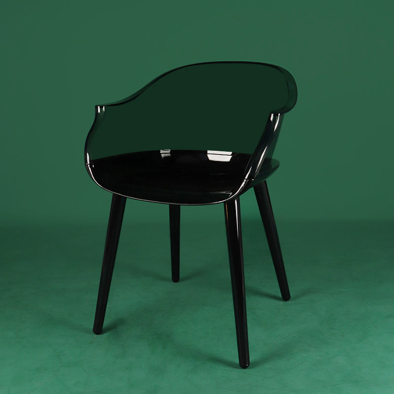 Scandinavian Style Plastic Chair Kitchen Solid Back Single Dining Arm Chair