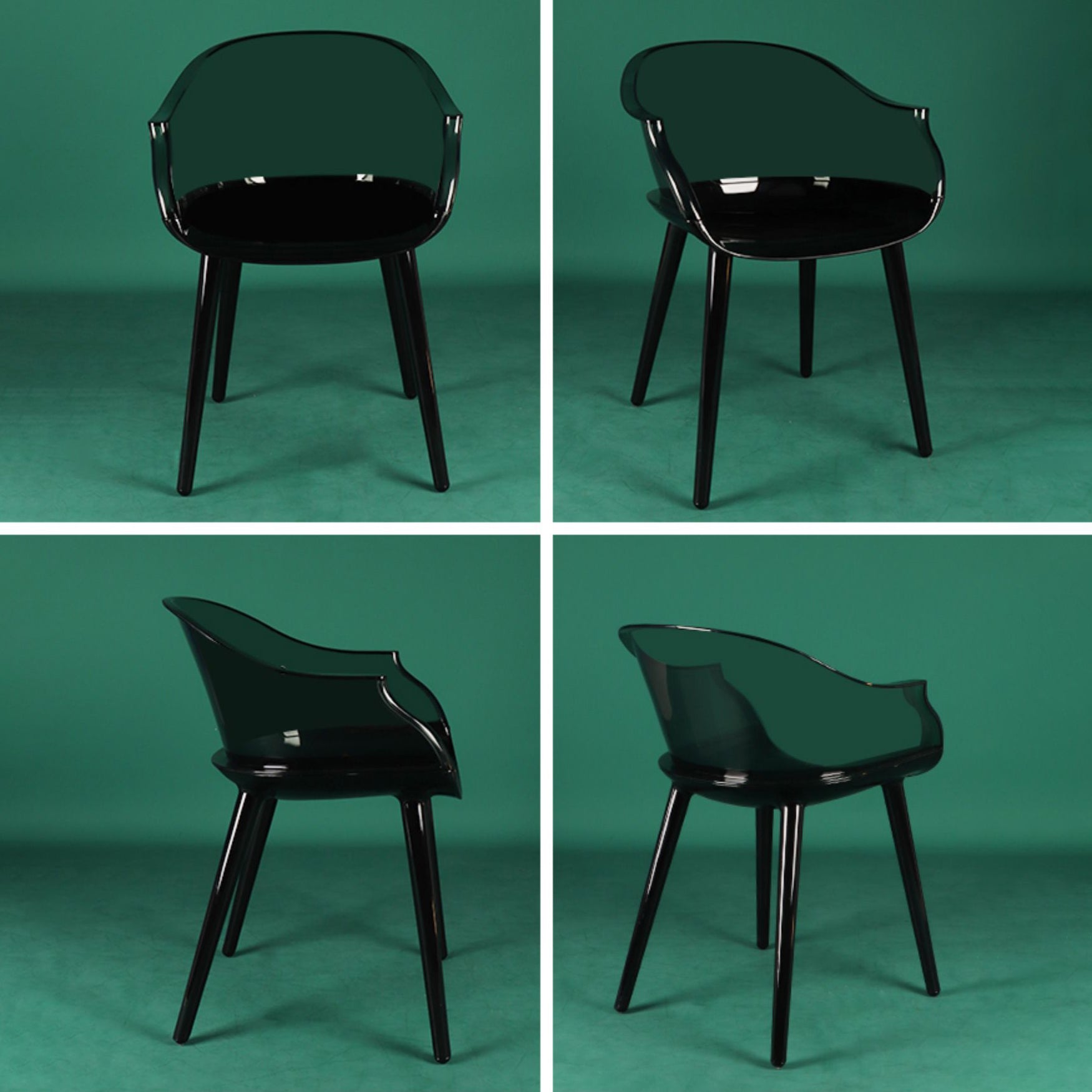 Scandinavian Style Plastic Chair Kitchen Solid Back Single Dining Arm Chair