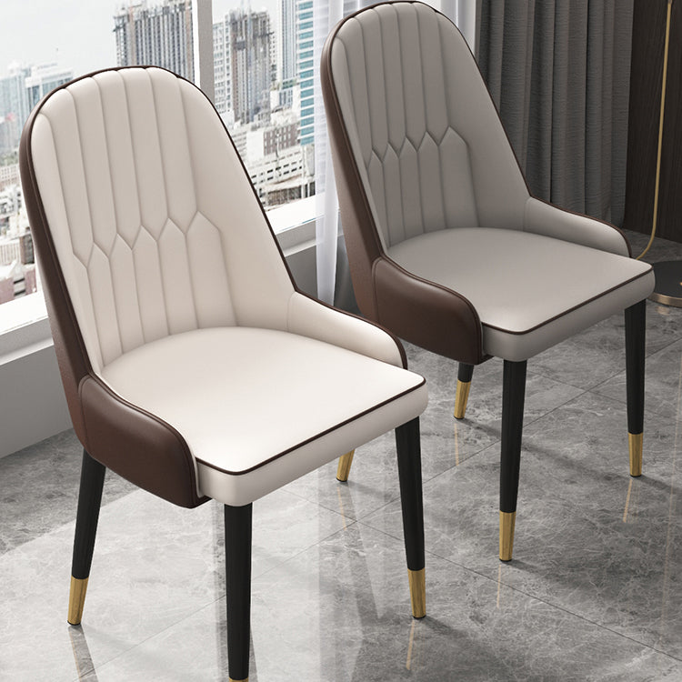 Inicio Sillón escandinavo Silla de comedor tapizada con respaldo Parsons de metal