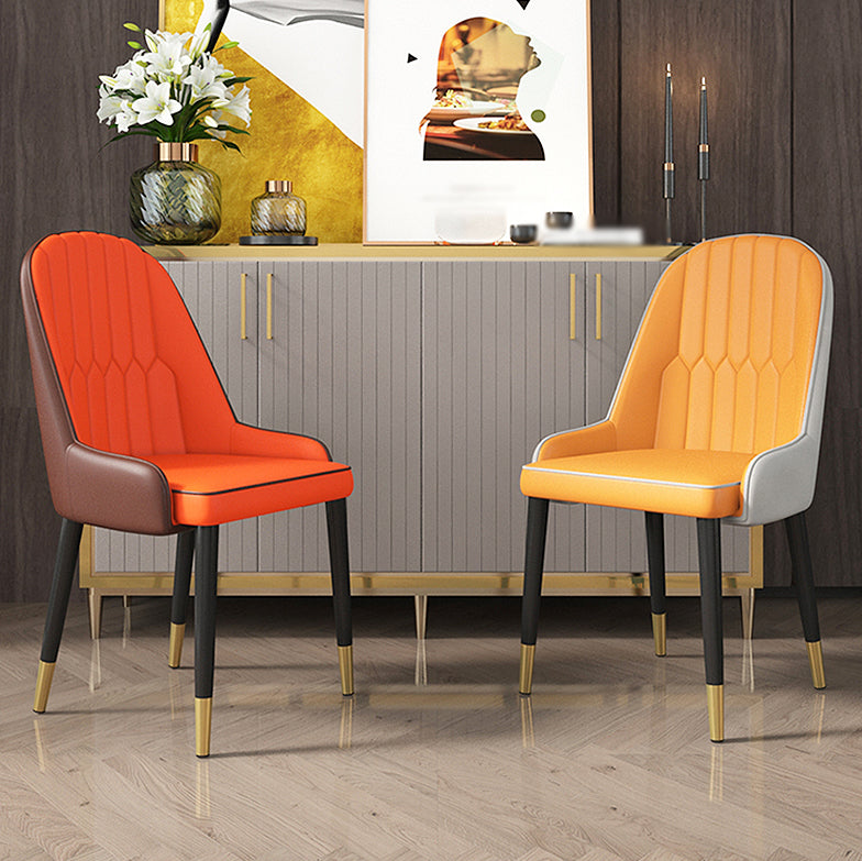 Inicio Sillón escandinavo Silla de comedor tapizada con respaldo Parsons de metal