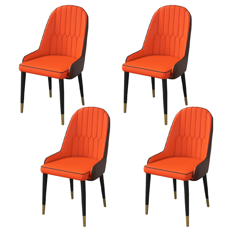 Inicio Sillón escandinavo Silla de comedor tapizada con respaldo Parsons de metal