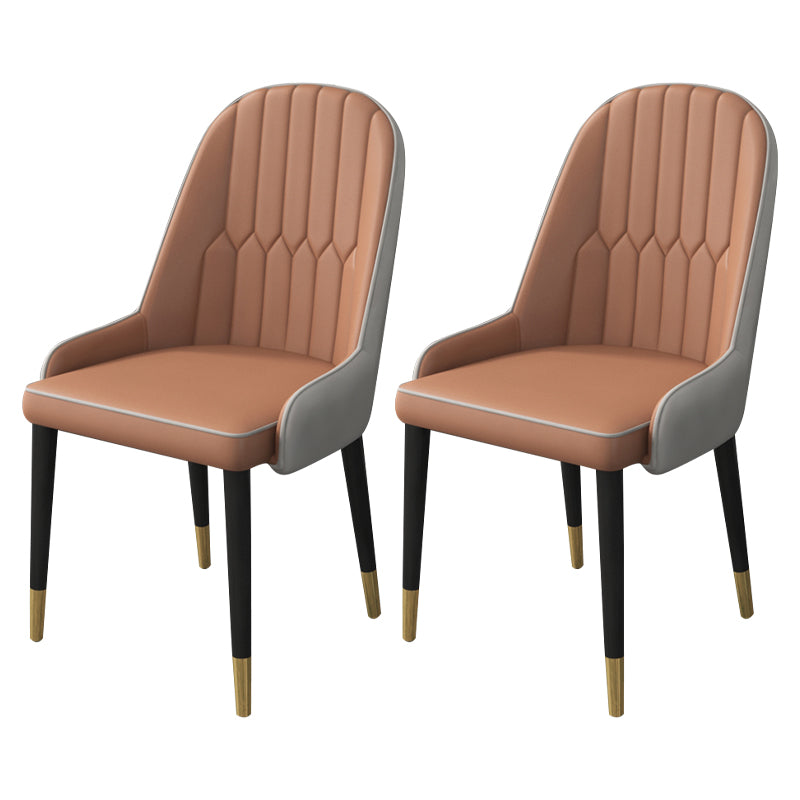 Inicio Sillón escandinavo Silla de comedor tapizada con respaldo Parsons de metal