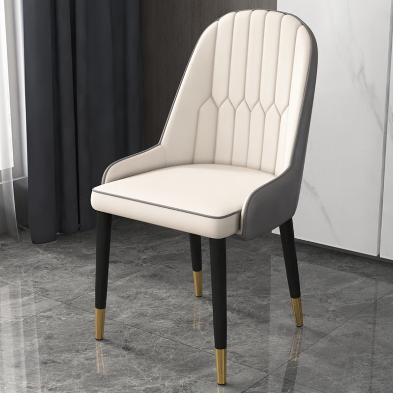 Inicio Sillón escandinavo Silla de comedor tapizada con respaldo Parsons de metal