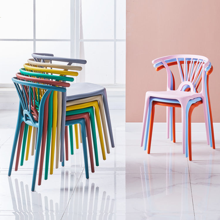 Silla lateral de plástico moderna para interiores y exteriores, silla apilable sin brazos Wishbone