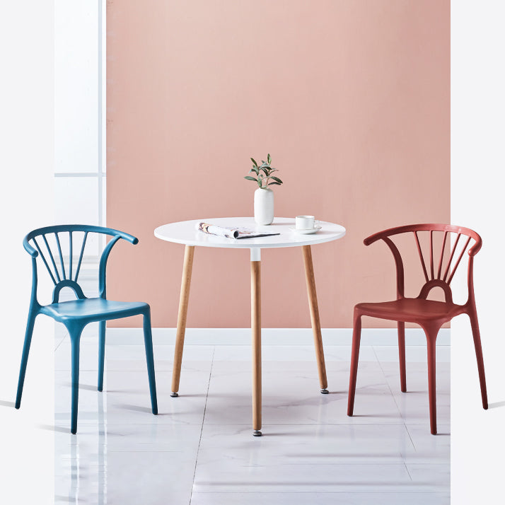 Silla lateral de plástico moderna para interiores y exteriores, silla apilable sin brazos Wishbone