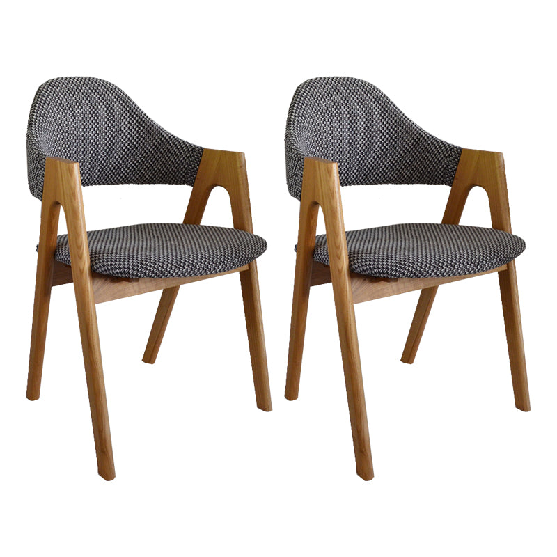 Fauteuil de salle à manger moderne, fauteuils rembourrés avec pieds en bois (Ensemble de 2)
