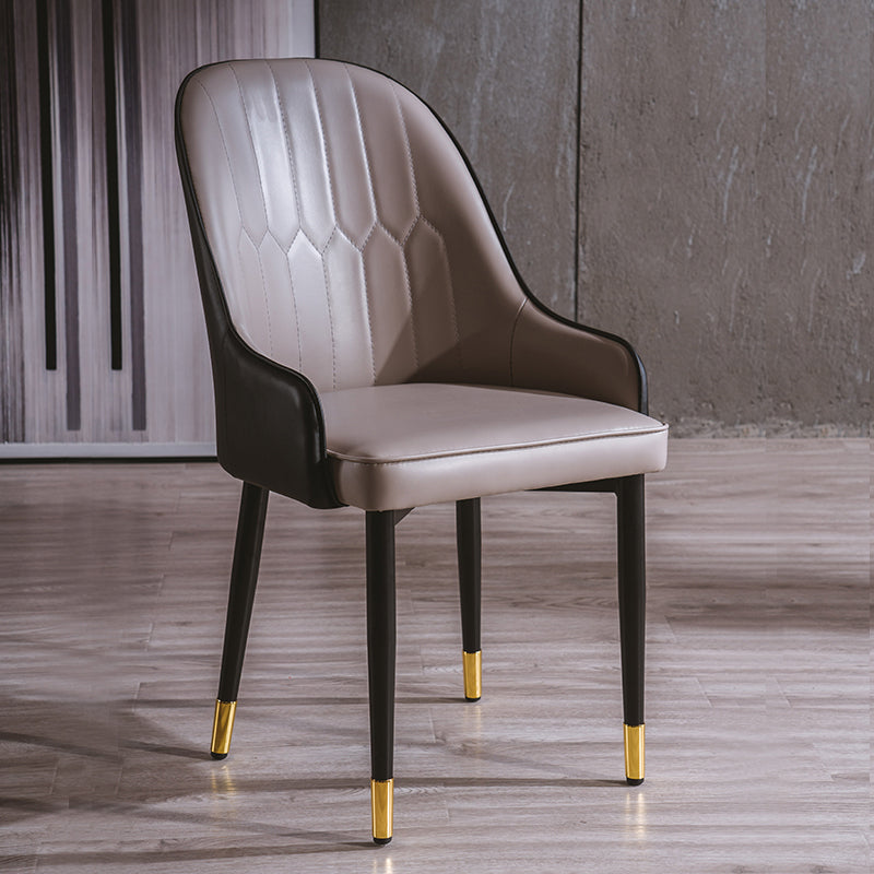 Sillas de comedor de metal estilo Glam, acabado mate, silla lateral con brazo para cocina