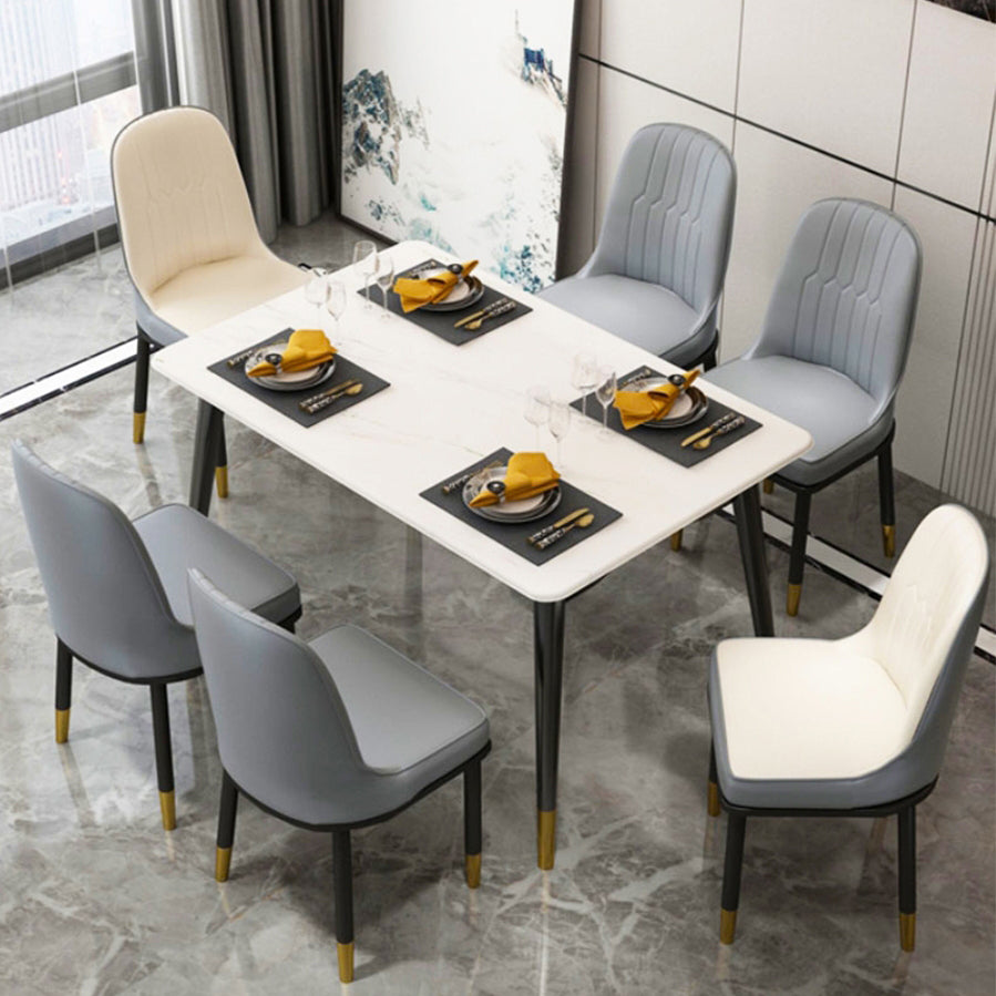 El comedor atractivo del metal del estilo preside la silla de cuero sin brazos de Parsons para el restaurante