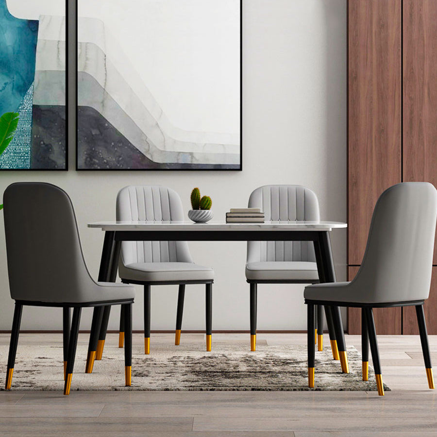 El comedor atractivo del metal del estilo preside la silla de cuero sin brazos de Parsons para el restaurante