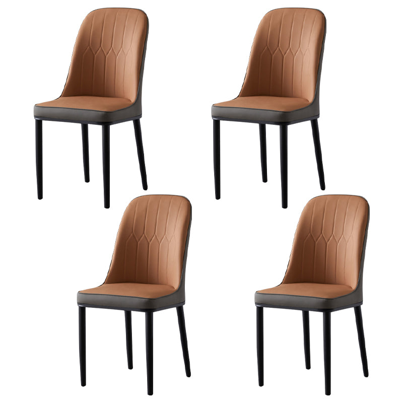 El comedor atractivo del metal del estilo preside la silla de cuero sin brazos de Parsons para el restaurante