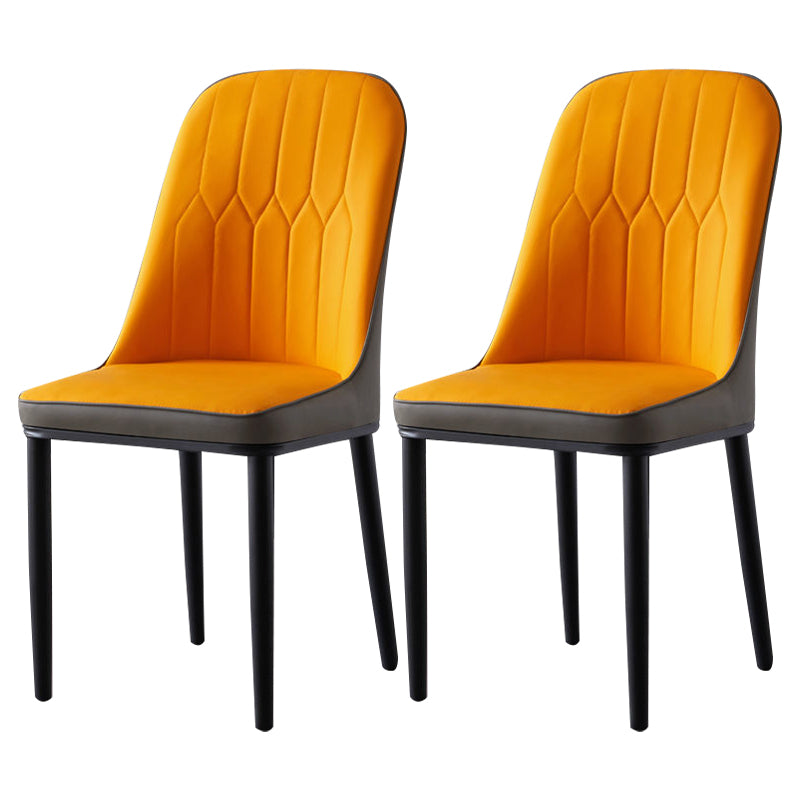 El comedor atractivo del metal del estilo preside la silla de cuero sin brazos de Parsons para el restaurante