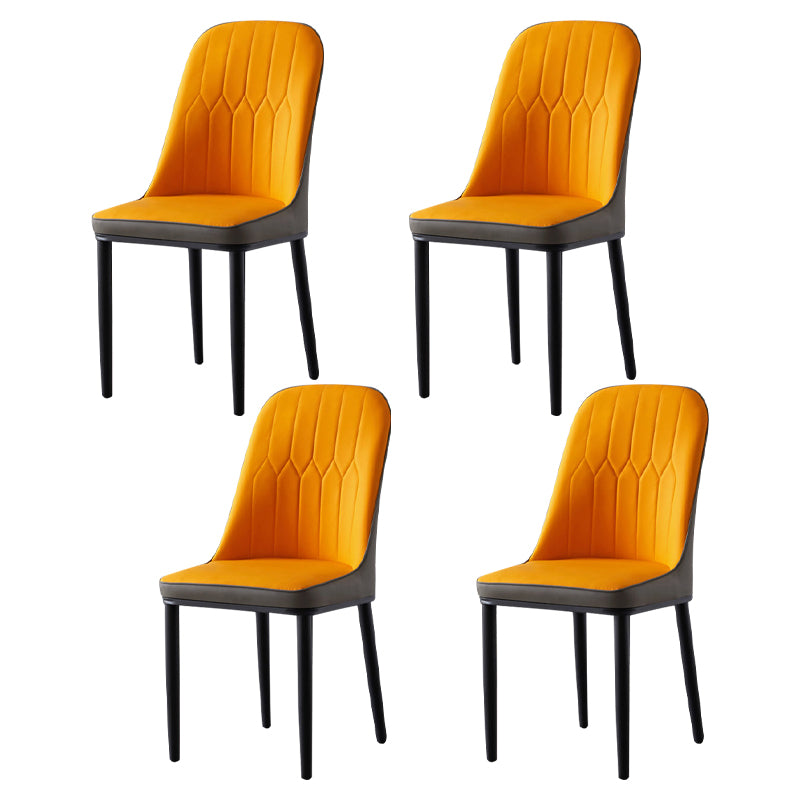 El comedor atractivo del metal del estilo preside la silla de cuero sin brazos de Parsons para el restaurante