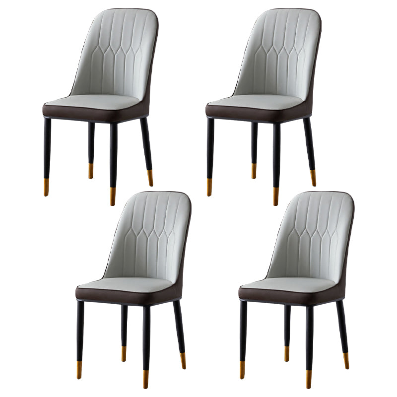 El comedor atractivo del metal del estilo preside la silla de cuero sin brazos de Parsons para el restaurante