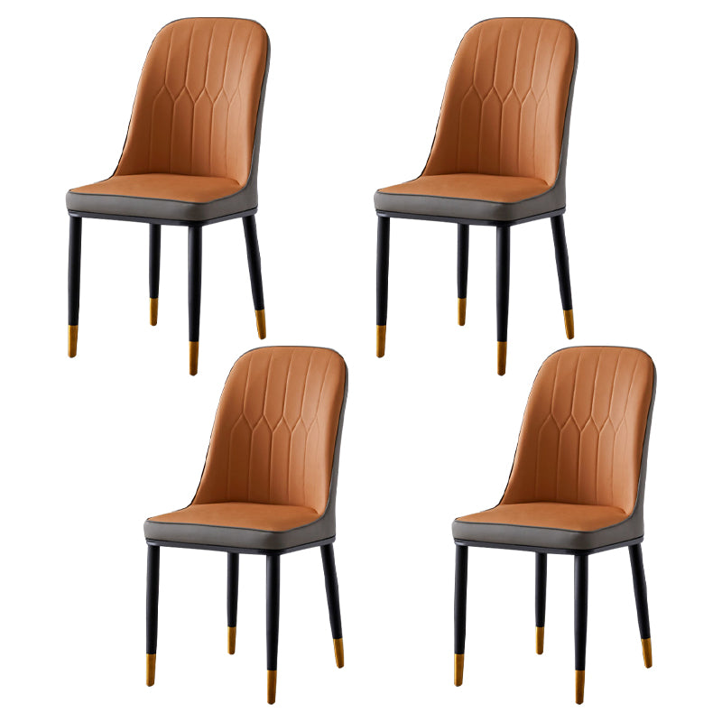 El comedor atractivo del metal del estilo preside la silla de cuero sin brazos de Parsons para el restaurante