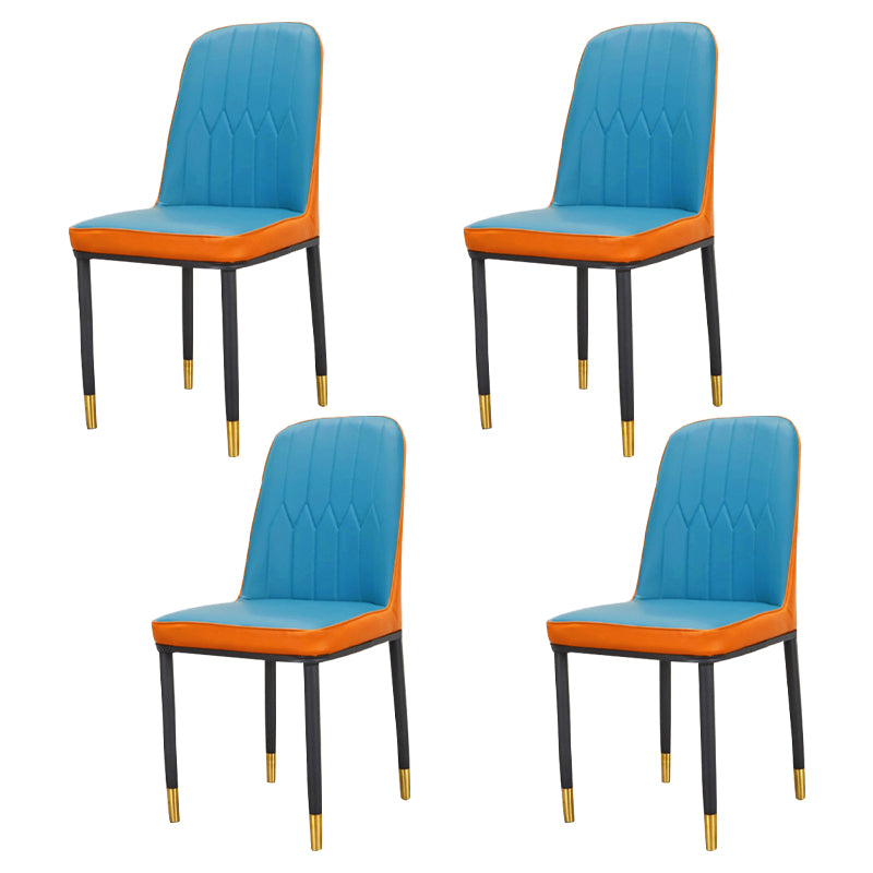 El comedor atractivo del metal del estilo preside la silla de cuero sin brazos de Parsons para el restaurante